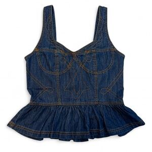 Pilcro Denim Top with Orange Accent Stitching
